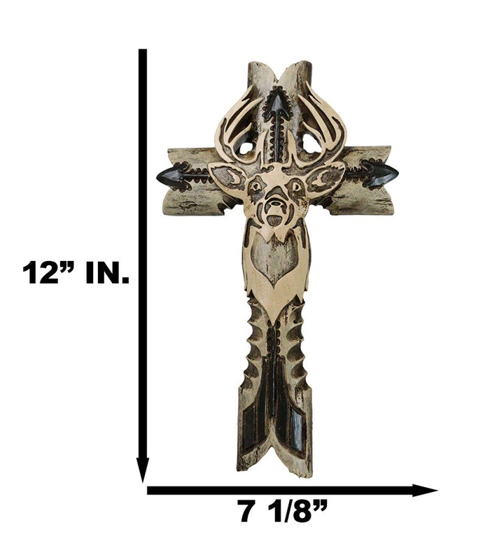 Ebros Gift Rustic Western Hunters Deer With Antlers And Arrows Faux Wooden Wall Cross