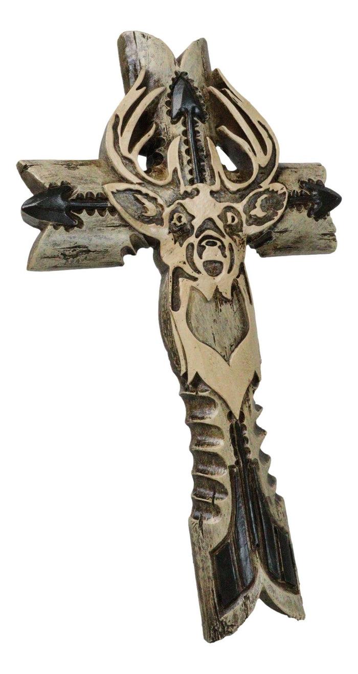 Ebros Gift Rustic Western Hunters Deer With Antlers And Arrows Faux Wooden Wall Cross
