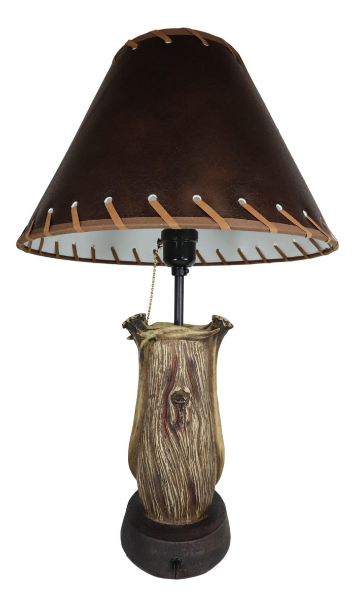 Ebros Gift Rustic Western Hunters Lodge Deer Antlers On Driftwood Trunk Desktop Table Lamp