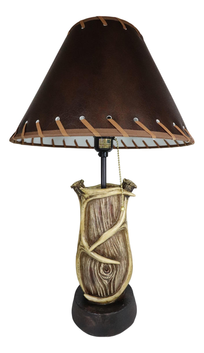 Ebros Gift Rustic Western Hunters Lodge Deer Antlers On Driftwood Trunk Desktop Table Lamp