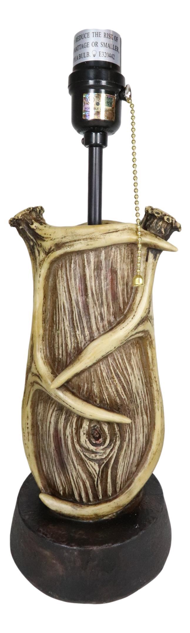 Ebros Gift Rustic Western Hunters Lodge Deer Antlers On Driftwood Trunk Desktop Table Lamp