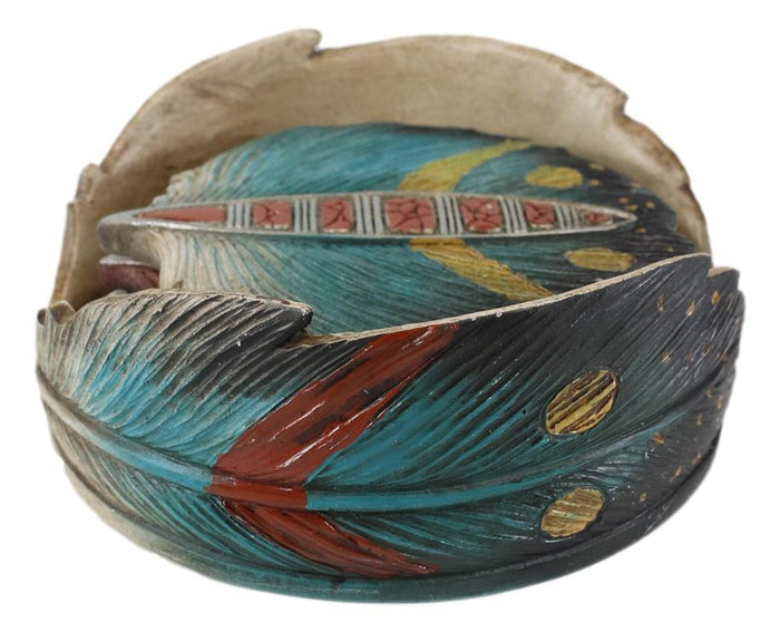Ebros Gift Rustic Western Indian Turquoise Eagle Feather Coaster Holder W/ 4 Round Coasters
