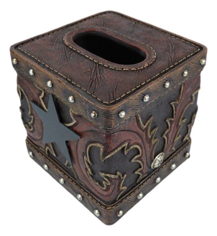 Ebros Gift Rustic Western Lone Star Cowboy Country Bootcut Tissue Box Holder Cover Case