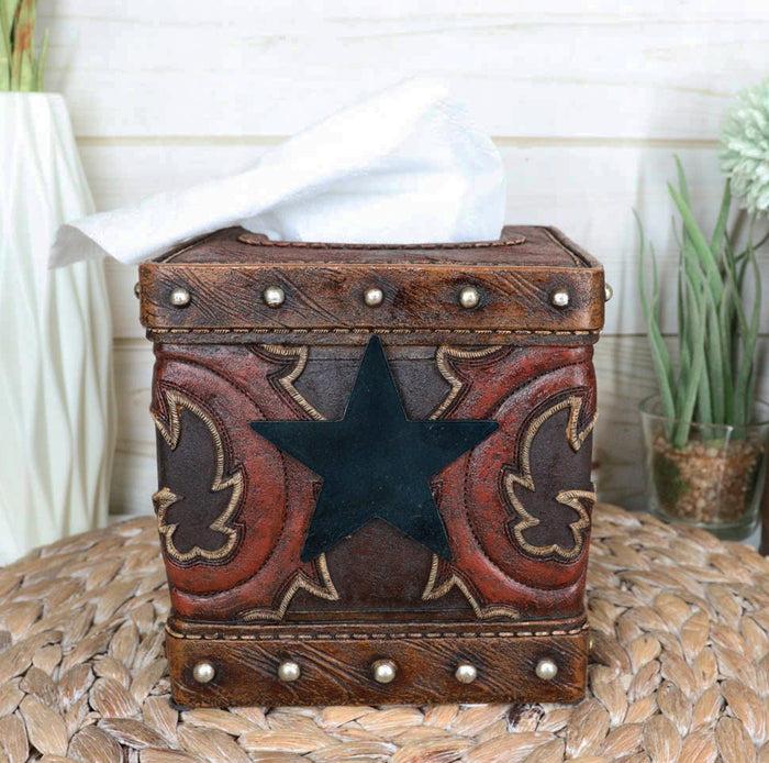 ebros gift Rustic Western Lone Star Cowboy Country Bootcut Tissue Box Holder Cover Case