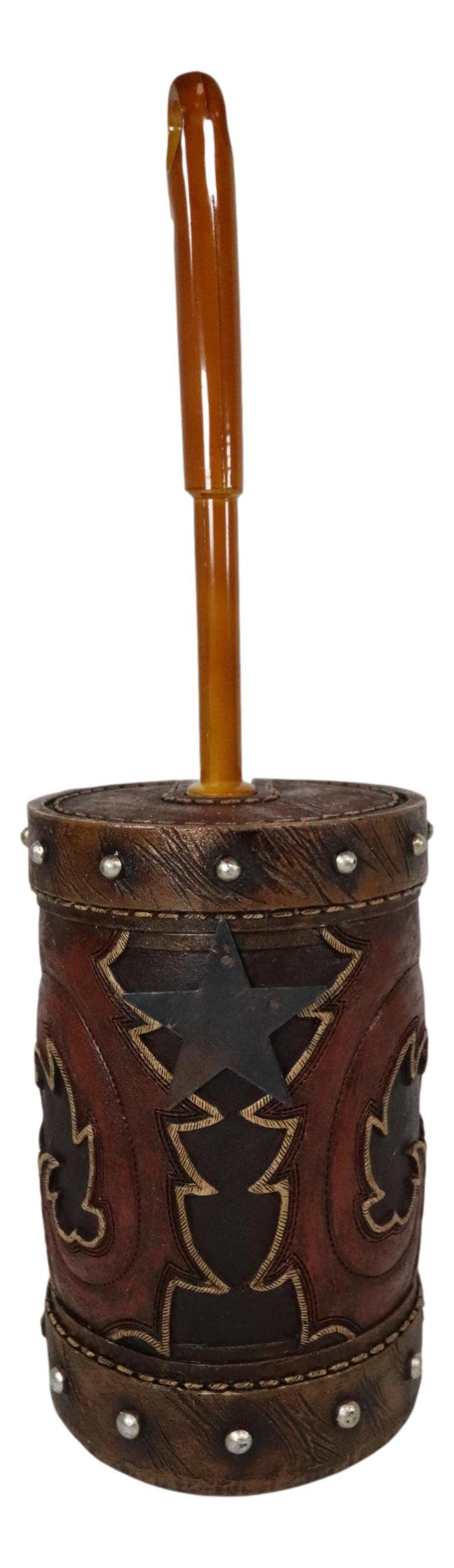 Ebros Gift Rustic Western Lone Star Cowboy Country Bootcut Toilet Brush Scrub And Base Set