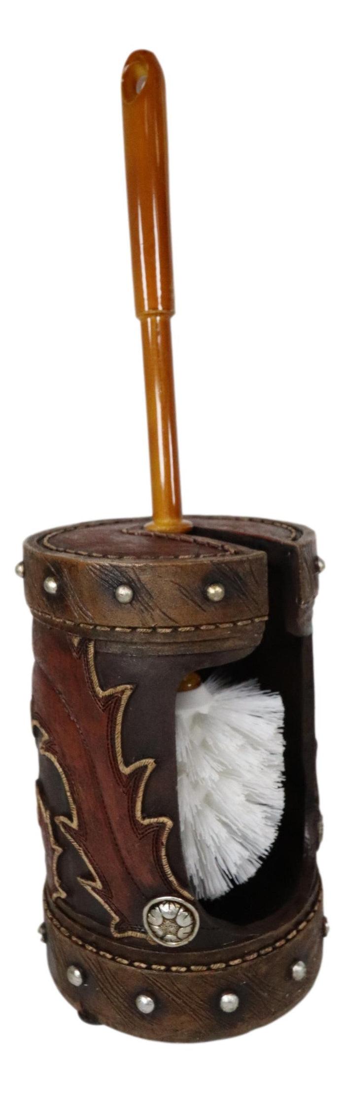 Ebros Gift Rustic Western Lone Star Cowboy Country Bootcut Toilet Brush Scrub And Base Set