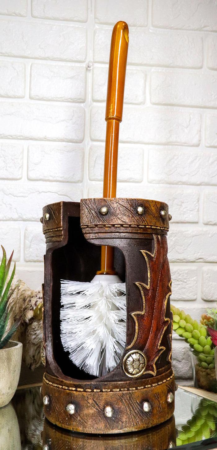 ebros gift Rustic Western Lone Star Cowboy Country Bootcut Toilet Brush Scrub and Base Set