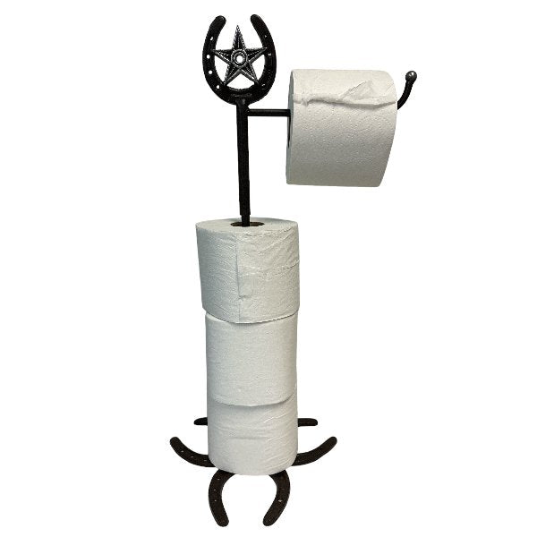 Ebros Gift Rustic Western Lone Star Lucky Horseshoes Free Standing Toilet Paper Holder