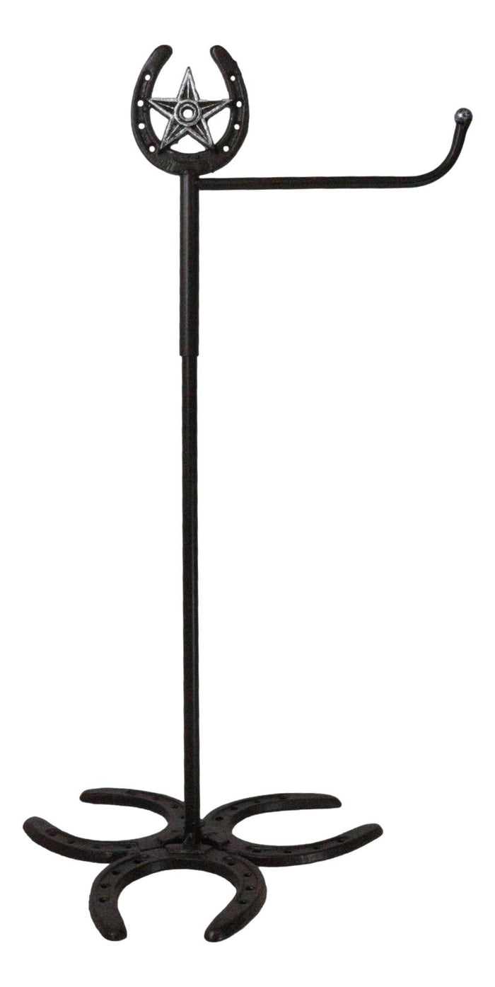 Ebros Gift Rustic Western Lone Star Lucky Horseshoes Free Standing Toilet Paper Holder