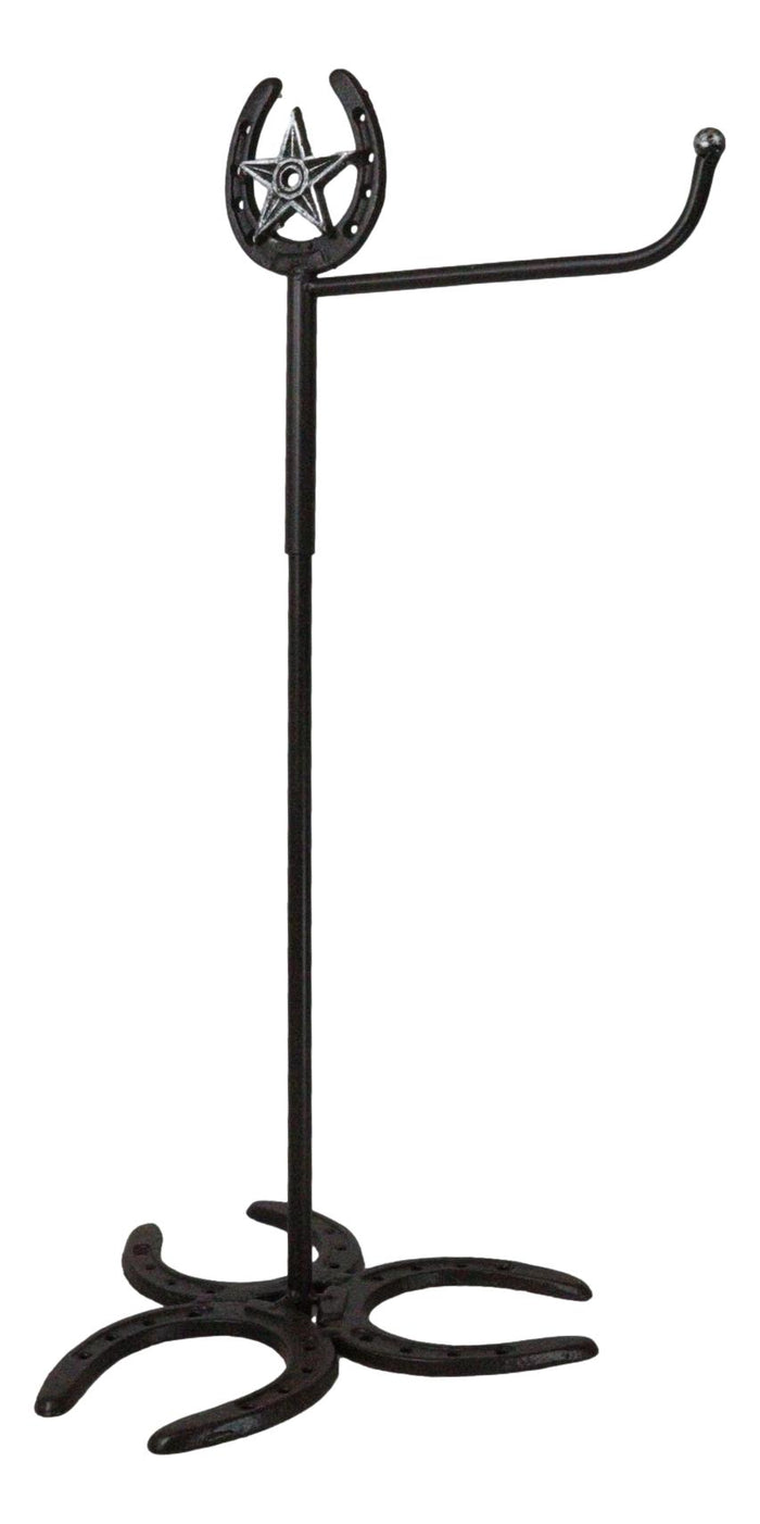 Ebros Gift Rustic Western Lone Star Lucky Horseshoes Free Standing Toilet Paper Holder