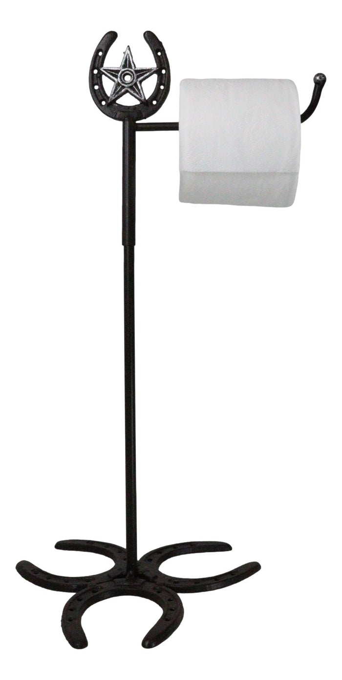 ebros gift Rustic Western Lone Star Lucky Horseshoes Free Standing Toilet Paper Holder