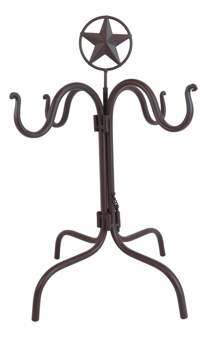 Ebros Gift Rustic Western Lone Star Mug Tree Metal Holder Organizer Rack Stand With 4 Hooks
