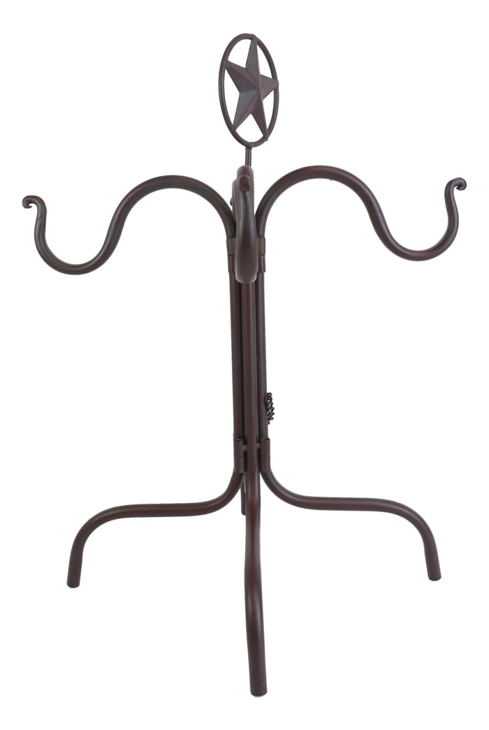 Ebros Gift Rustic Western Lone Star Mug Tree Metal Holder Organizer Rack Stand With 4 Hooks