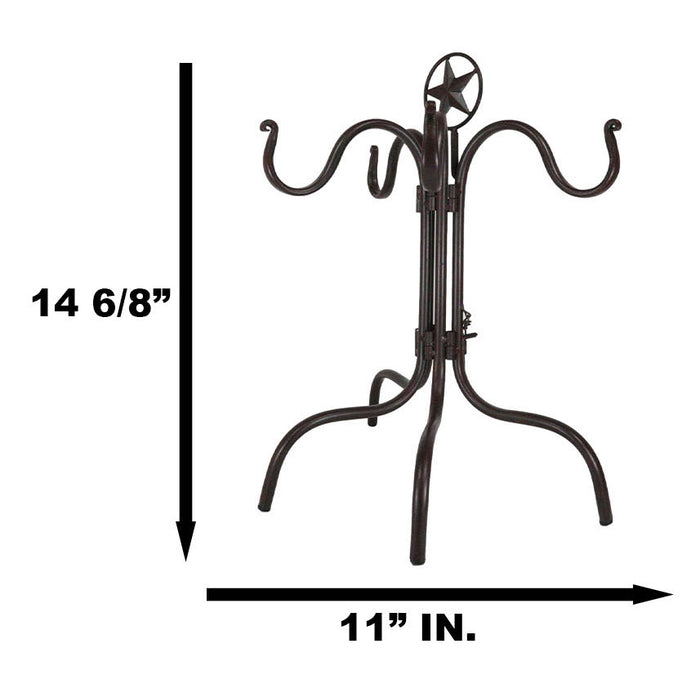 Ebros Gift Rustic Western Lone Star Mug Tree Metal Holder Organizer Rack Stand With 4 Hooks
