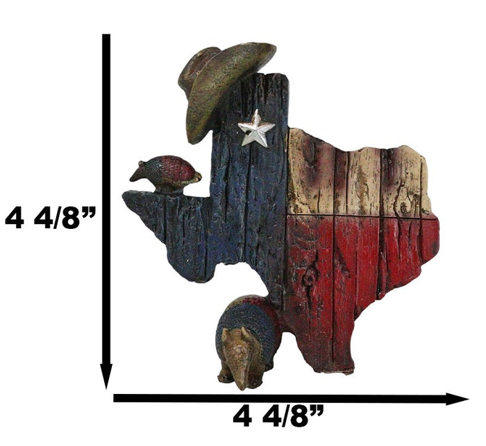 Ebros Gift Rustic Western Lone Star State Texas Map With Armadillos And Cowboy Hat Figurine