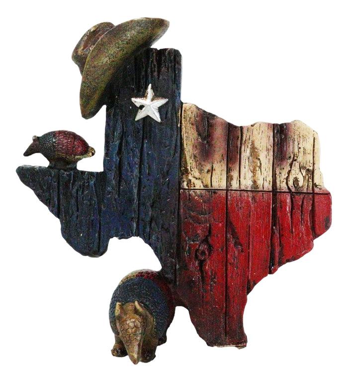 ebros gift Rustic Western Lone Star State Texas Map with Armadillos and Cowboy Hat Figurine