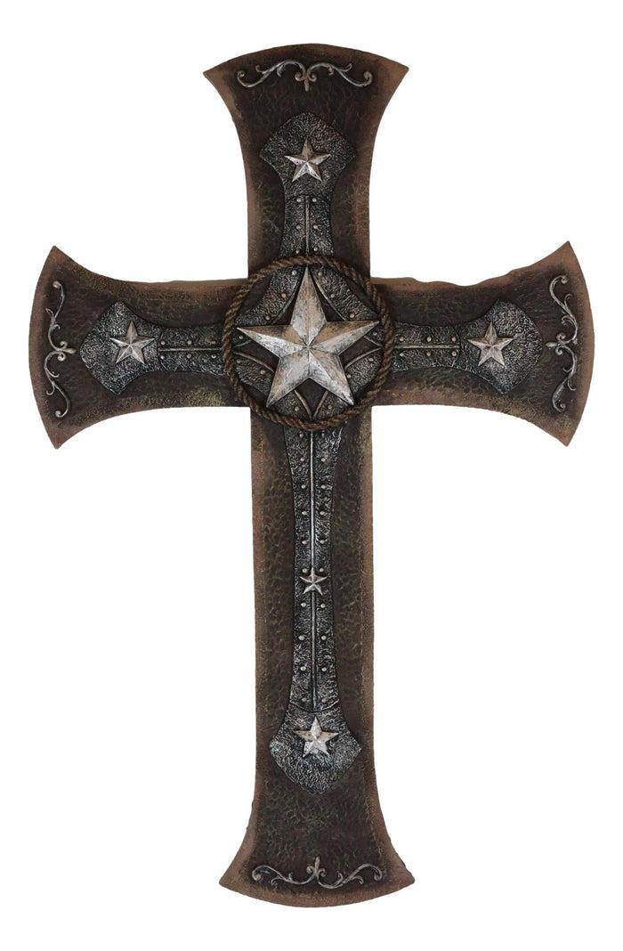 Ebros Gift Rustic Western Lone Star With Braided Ropes And Scroll Lace Layered Wall Cross