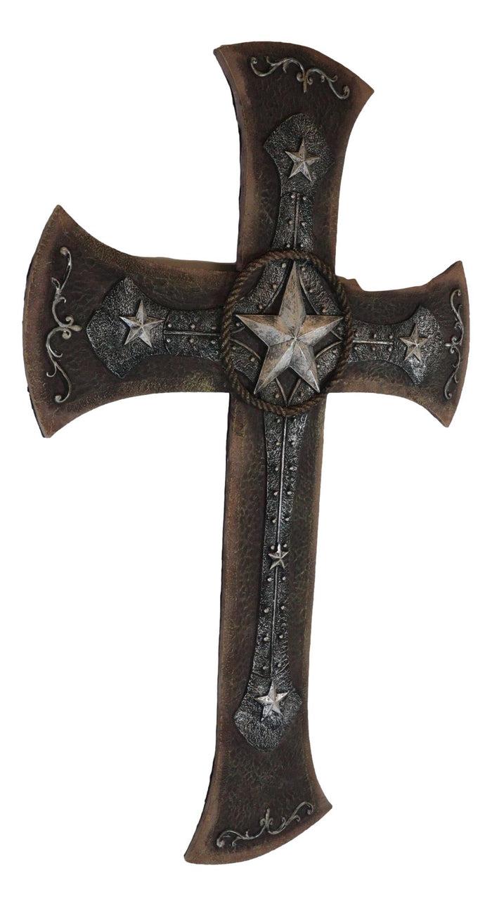 Ebros Gift Rustic Western Lone Star With Braided Ropes And Scroll Lace Layered Wall Cross