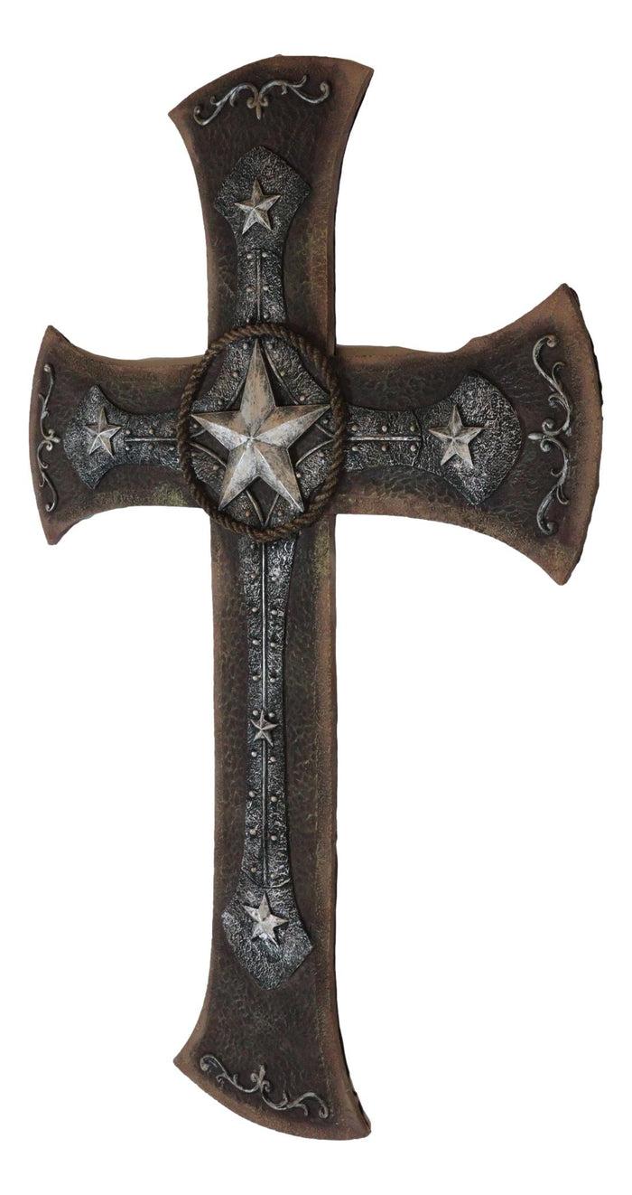 Ebros Gift Rustic Western Lone Star With Braided Ropes And Scroll Lace Layered Wall Cross