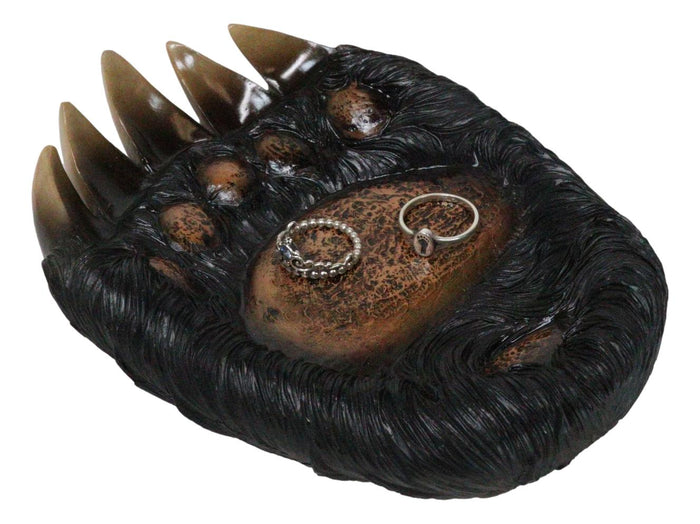 ebros gift Rustic Western Long Claws Bear Paw Jewelry Trinket Keys Tray Dish Plate Figurine