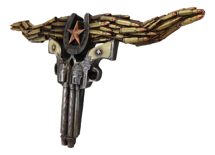 Ebros Gift Rustic Western Longhorn Cow Skull With Horseshoe Star Bullet Casings Wall Decor