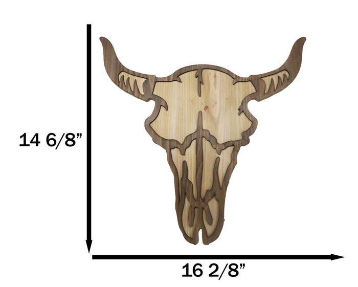 Ebros Gift Rustic Western MDF Wood Bison Cow Skull Cutout Wall Decor Plaque 16.25"L