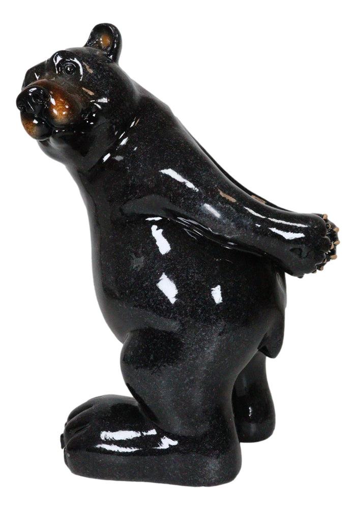 Ebros Gift Rustic Western Mountain Black Bear Piggybacking Wine Bottle Holder Figurine