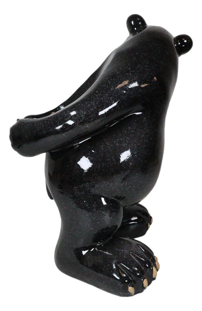 Ebros Gift Rustic Western Mountain Black Bear Piggybacking Wine Bottle Holder Figurine