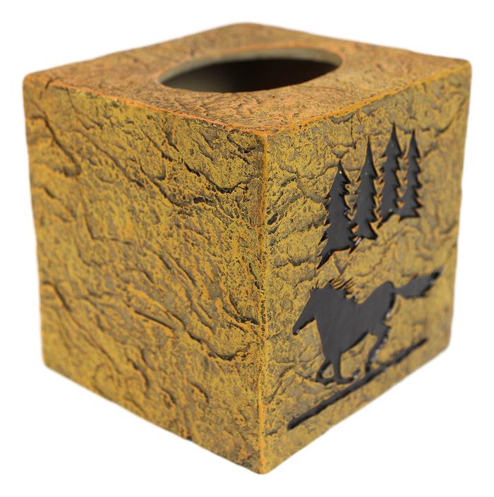 Ebros Gift Rustic Western Mustang Horse By Pine Trees Silhouette Tissue Box Cover Holder