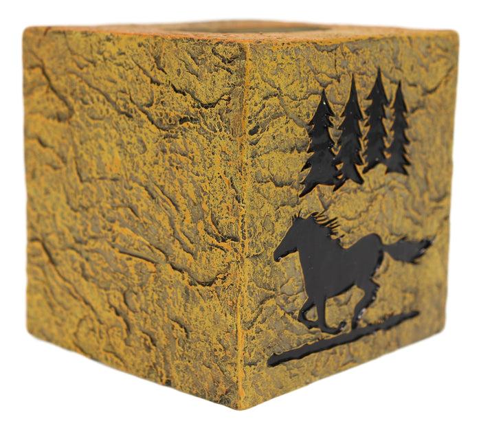 Ebros Gift Rustic Western Mustang Horse By Pine Trees Silhouette Tissue Box Cover Holder