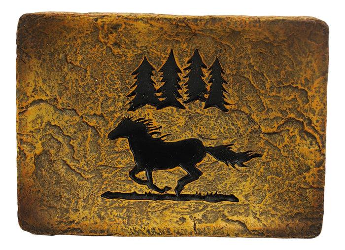 Ebros Gift Rustic Western Mustang Horse Pine Trees Silhouette Bar Soap Dish Holder Figurine