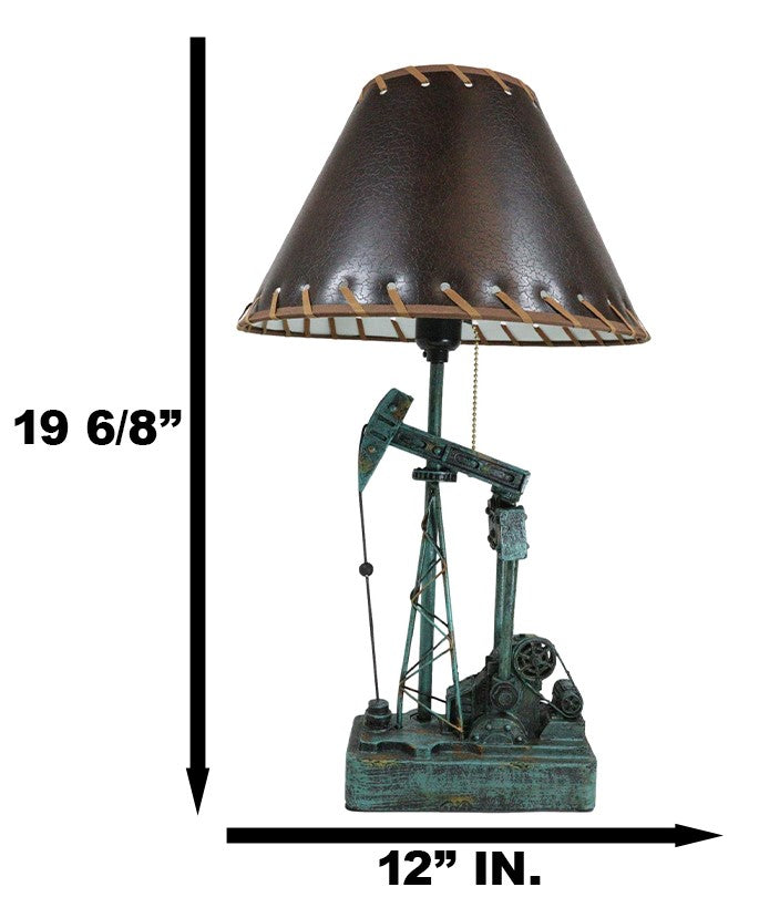 Ebros Gift Rustic Western Nodding Donkey Pumpjack Oil Derrick Rig Sculptural Table Lamp
