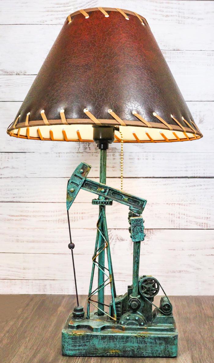 ebros gift Rustic Western Nodding Donkey Pumpjack Oil Derrick Rig Sculptural Table Lamp