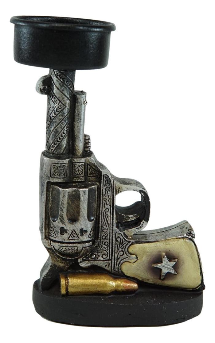 Ebros Gift Rustic Western Outlaw Cowboy Revolver Pistol Gun Votive Tea Light Candle Holder