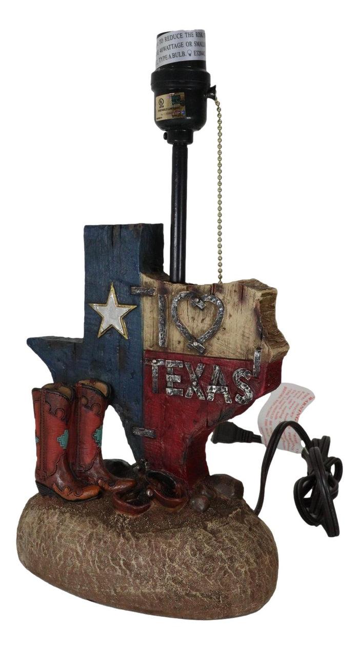 Ebros Gift Rustic Western Patriotic I Heart Texas State Map With Cowgirl Boots Table Lamp