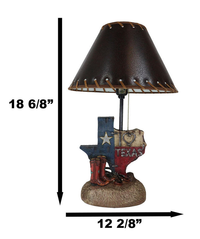 Ebros Gift Rustic Western Patriotic I Heart Texas State Map With Cowgirl Boots Table Lamp