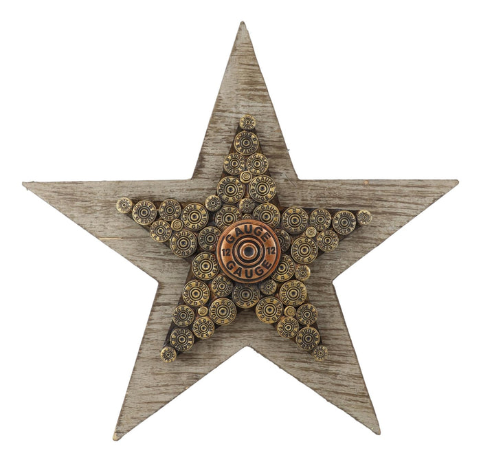 Ebros Gift Rustic Western Patriotic Lone Star 12 Gauge Shotgun Shells Casings Wall Decor