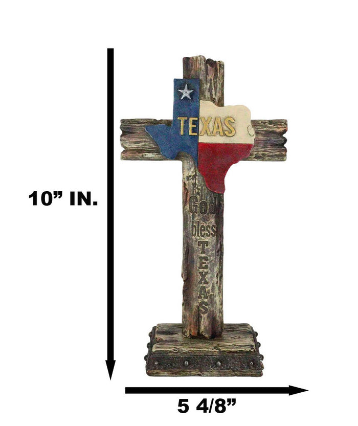 Ebros Gift Rustic Western Patriotic Lone Star State Map God Bless Texas Standing Cross