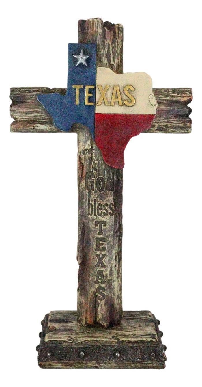 Ebros Gift Rustic Western Patriotic Lone Star State Map God Bless Texas Standing Cross