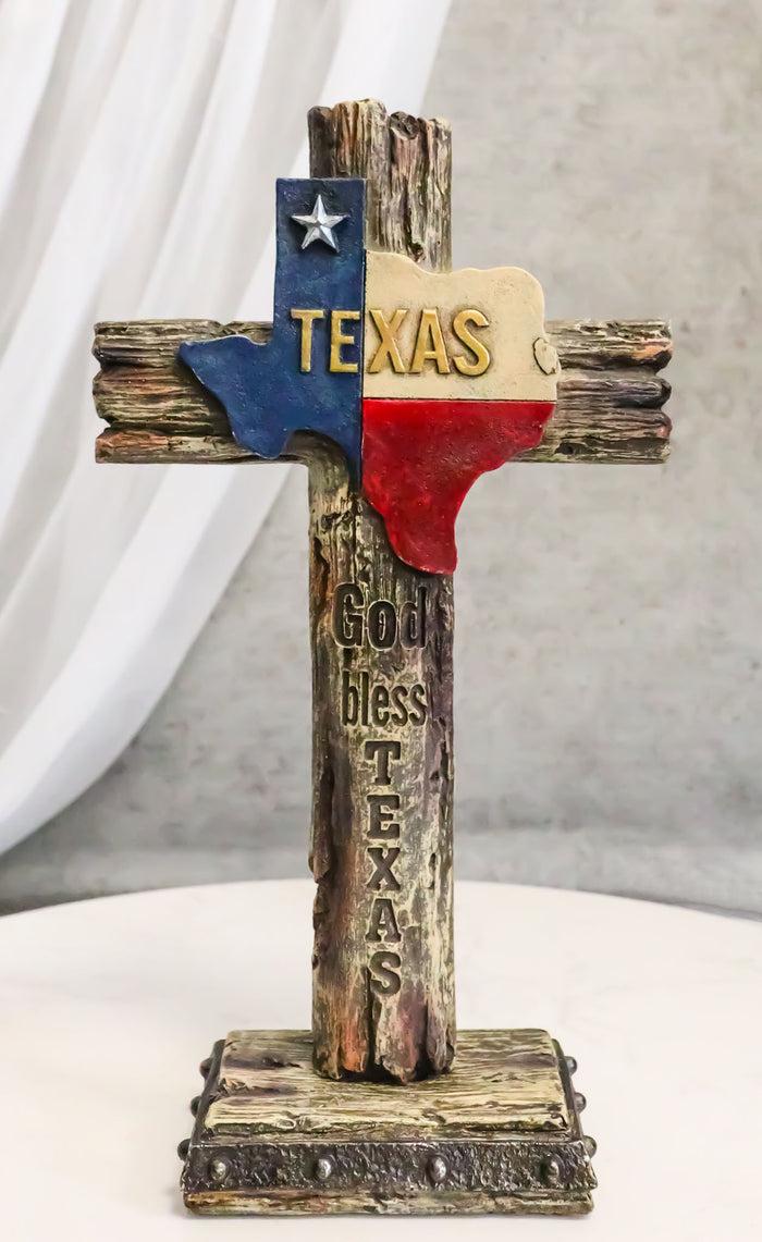 ebros gift Rustic Western Patriotic Lone Star State Map God Bless Texas Standing Cross