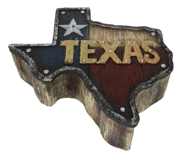 Ebros Gift Rustic Western Patriotic Map Of Texas Lone Star State Jewelry Trinket Box Decor