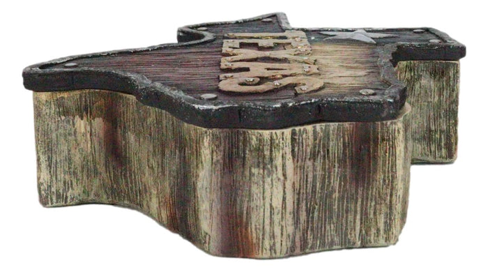 Ebros Gift Rustic Western Patriotic Map Of Texas Lone Star State Jewelry Trinket Box Decor