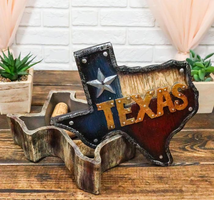 ebros gift Rustic Western Patriotic Map Of Texas Lone Star State Jewelry Trinket Box Decor