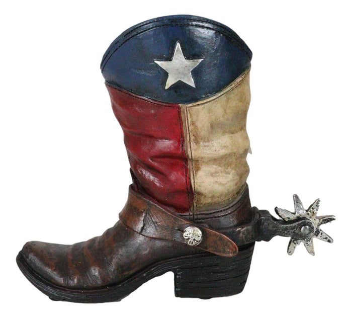 Ebros Gift Rustic Western Patriotic Texas State Flag Cowboy Boot Money Coin Piggy Bank