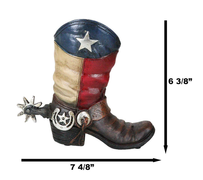 Ebros Gift Rustic Western Patriotic Texas State Flag Cowboy Boot Money Coin Piggy Bank