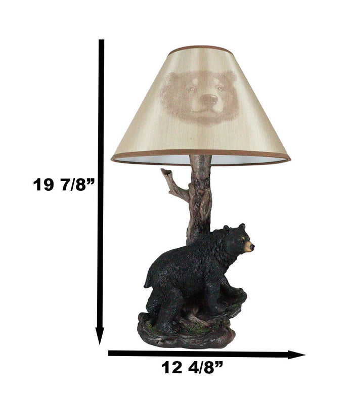 Ebros Gift Rustic Western Roaming Forest Black Bear Desktop Table Lamp Lighting Decor 20"H