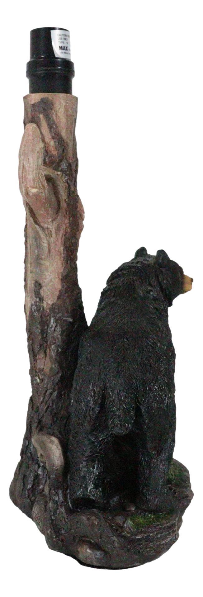 Ebros Gift Rustic Western Roaming Forest Black Bear Desktop Table Lamp Lighting Decor 20"H