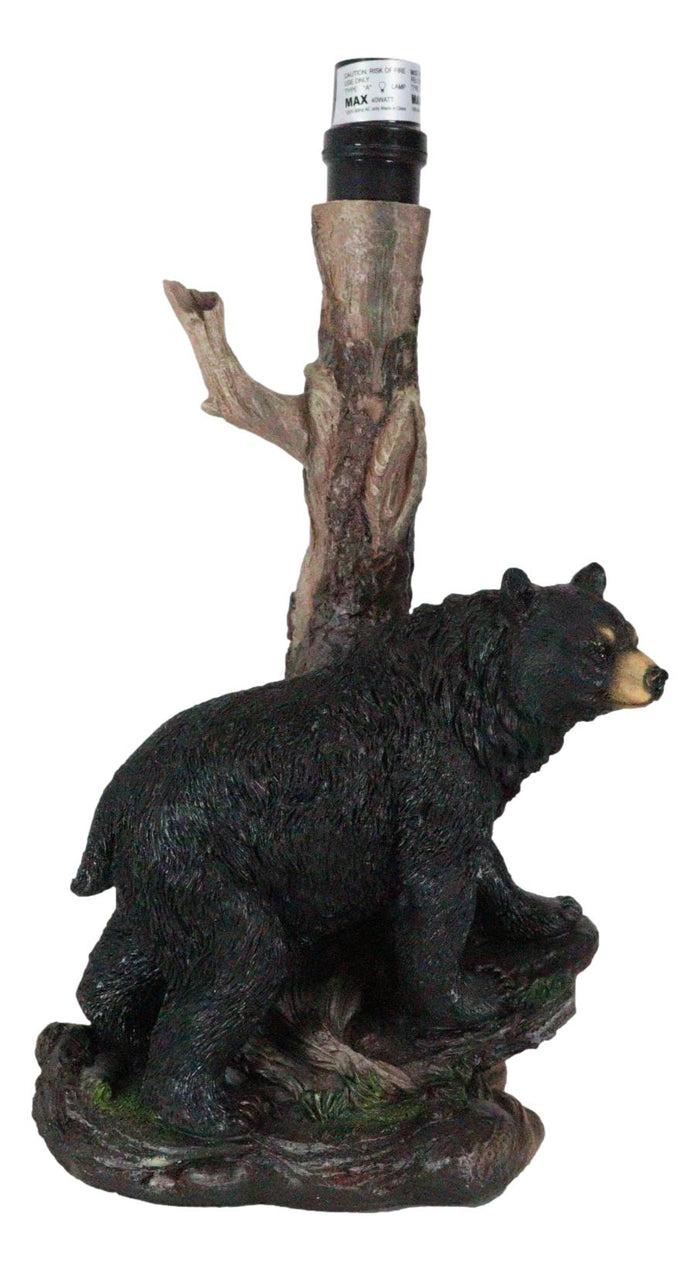 Ebros Gift Rustic Western Roaming Forest Black Bear Desktop Table Lamp Lighting Decor 20"H