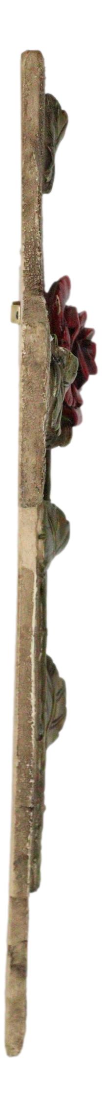 Ebros Gift Rustic Western Rose Of Sharon Red Rose Stalk With Green Petals Wall Cross Decor