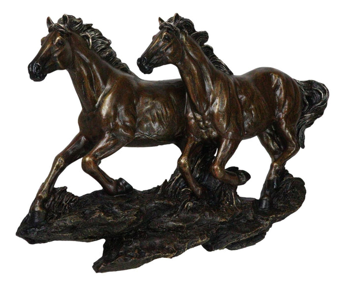Ebros Gift Rustic Western Running Horses On Grasslands Wall Sculpture Relief Figurine 16"L